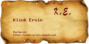 Klink Ervin névjegykártya